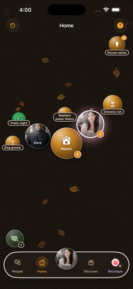The shared household view on iPhone